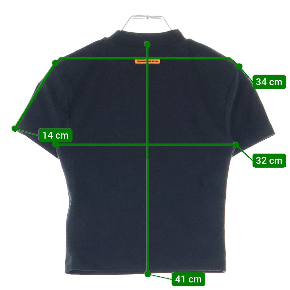 HERON PRESTON(ヘロンプレストン) LOGO PRINTED CROPPED T-SHIRT ロゴプリント クロップド 半袖Tシャツ カットソー ブラック レディース HWAA022C99JER001