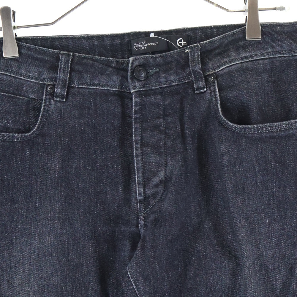 C+(シープラス) イタリア製 コットンストレッチ ボタンフライ デニムパンツ ブラック