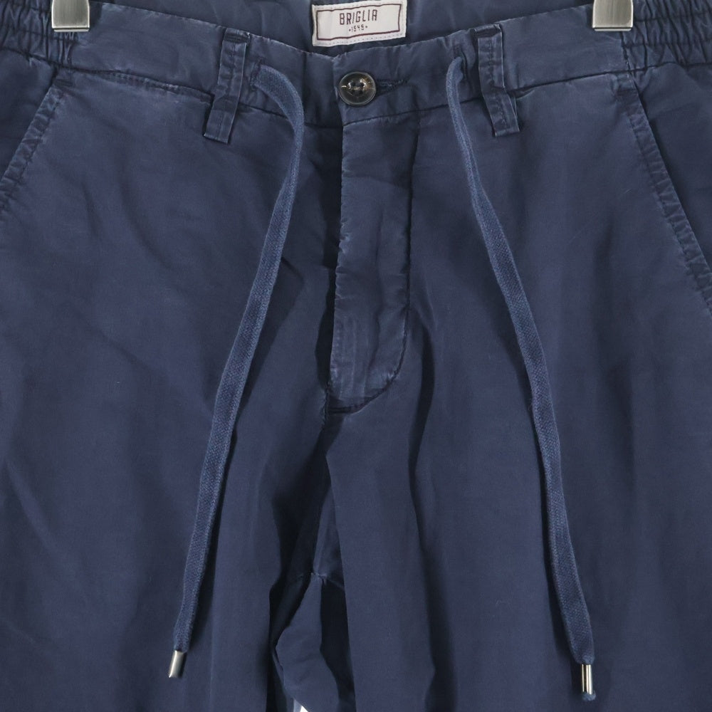 BRIGLIA(ブリリア) イタリア製 コットンストレッチ ノータック ストレートパンツ ネイビー