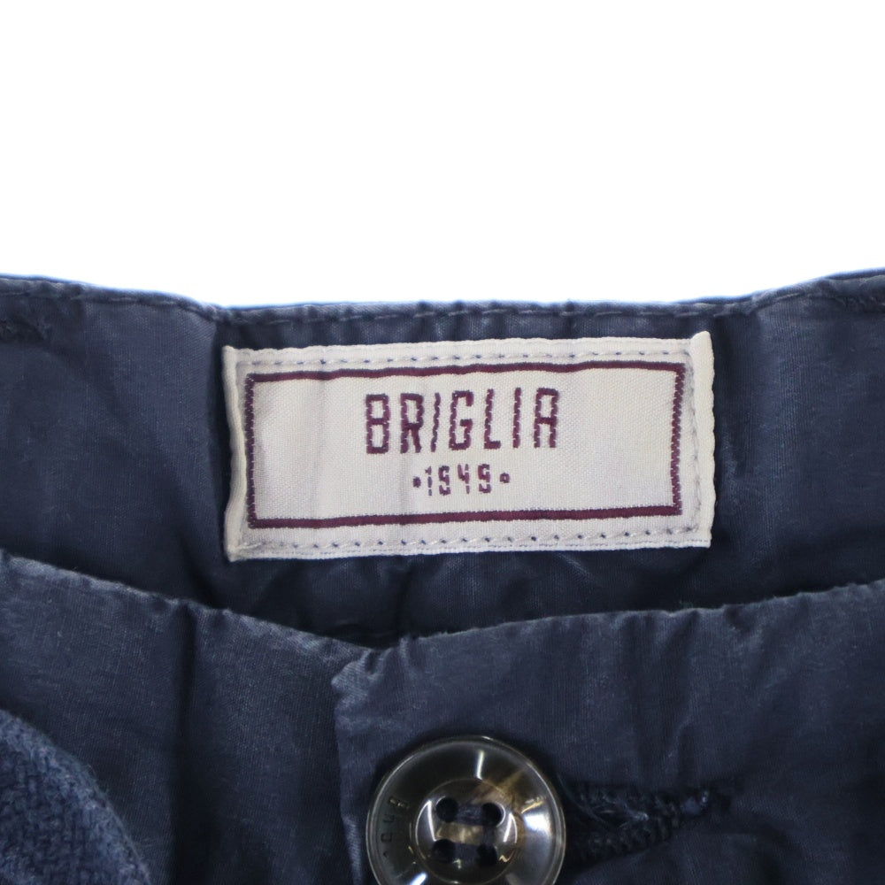 BRIGLIA(ブリリア) イタリア製 コットンストレッチ ノータック ストレートパンツ ネイビー