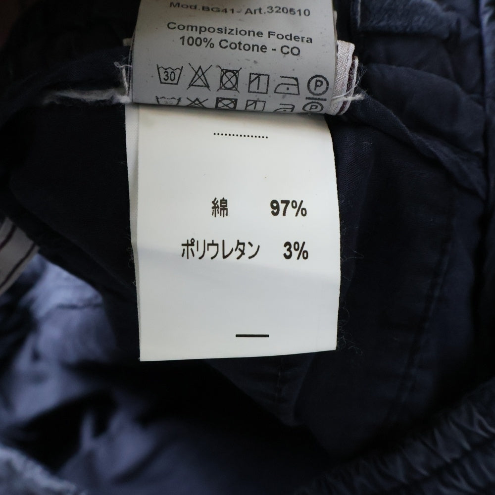 BRIGLIA(ブリリア) イタリア製 コットンストレッチ ノータック ストレートパンツ ネイビー