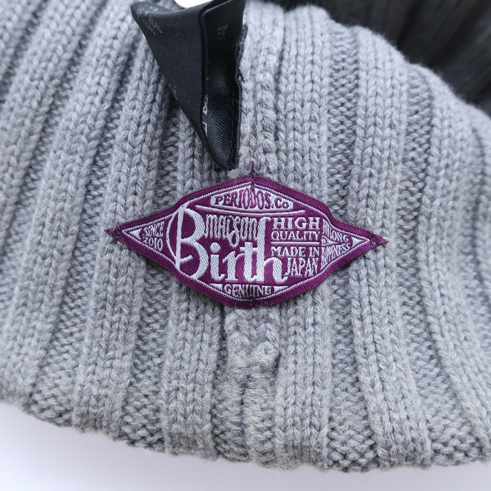 MAISON Birth(メゾンバース) 日本製 リネン混 コットン リブニット帽 グレー