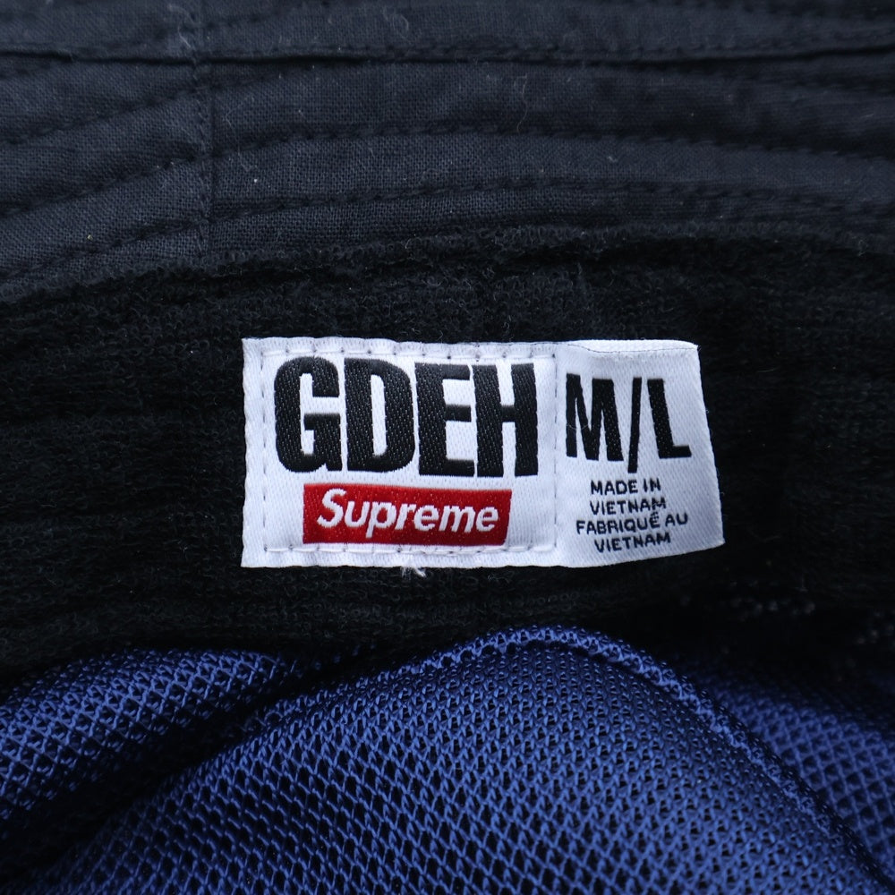 SUPREME(シュプリーム) 25SS ×GOODENOUGH Patchwork Madras Crusher HAT パッチワーク マドラス クラッシュデザイン ロゴデザイン バケットハット 帽子 ブラック