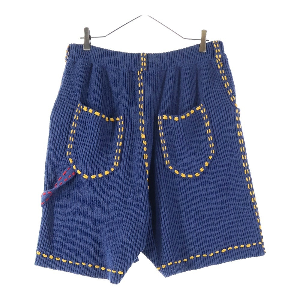 PHINGERIN(フィンガリン) 25SS PG1 BEACH SHORTS ハンドステッチ加工 コットンニットビーチショーツ ハーフパンツ ネイビーPD-251-KN-BT-101