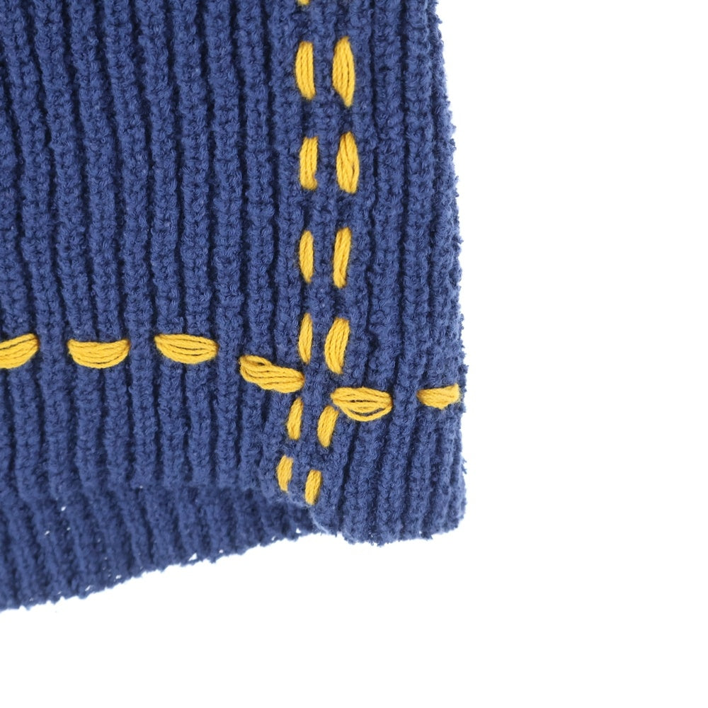 PHINGERIN(フィンガリン) 25SS PG1 BEACH SHORTS ハンドステッチ加工 コットンニットビーチショーツ ハーフパンツ ネイビーPD-251-KN-BT-101