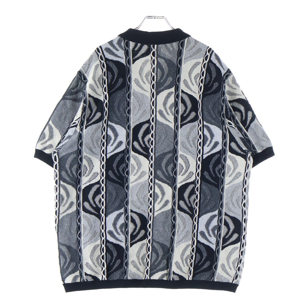 SUPREME(シュプリーム) 22SS Abstract Textured Zip Up Polo アブストラクトテクスチャー ジップアップポロ ニット半袖ポロシャツ グレー/ブラック