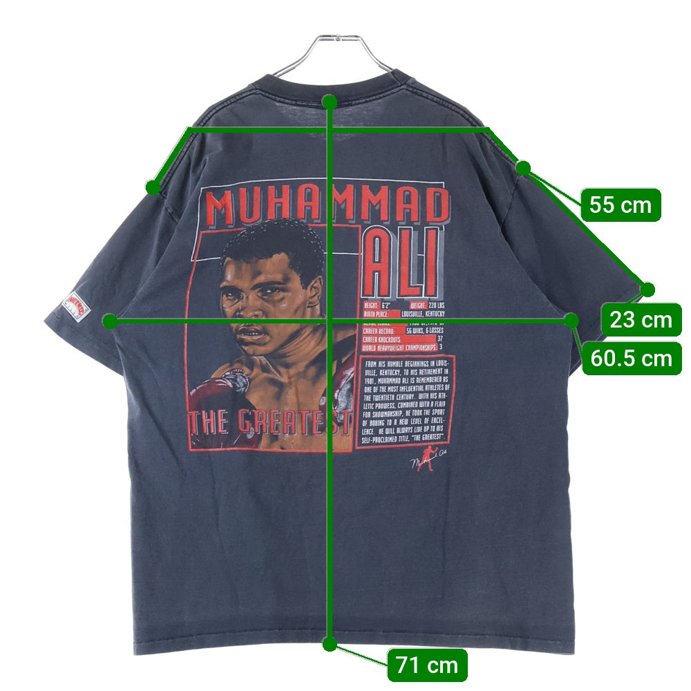 VINTAGE(ヴィンテージ) 90S VINTAGE MUHAMMAD ALI TEE NNUTMEGタグ 両面プリントTシャツ 半袖クルーネックカットソー ブラック