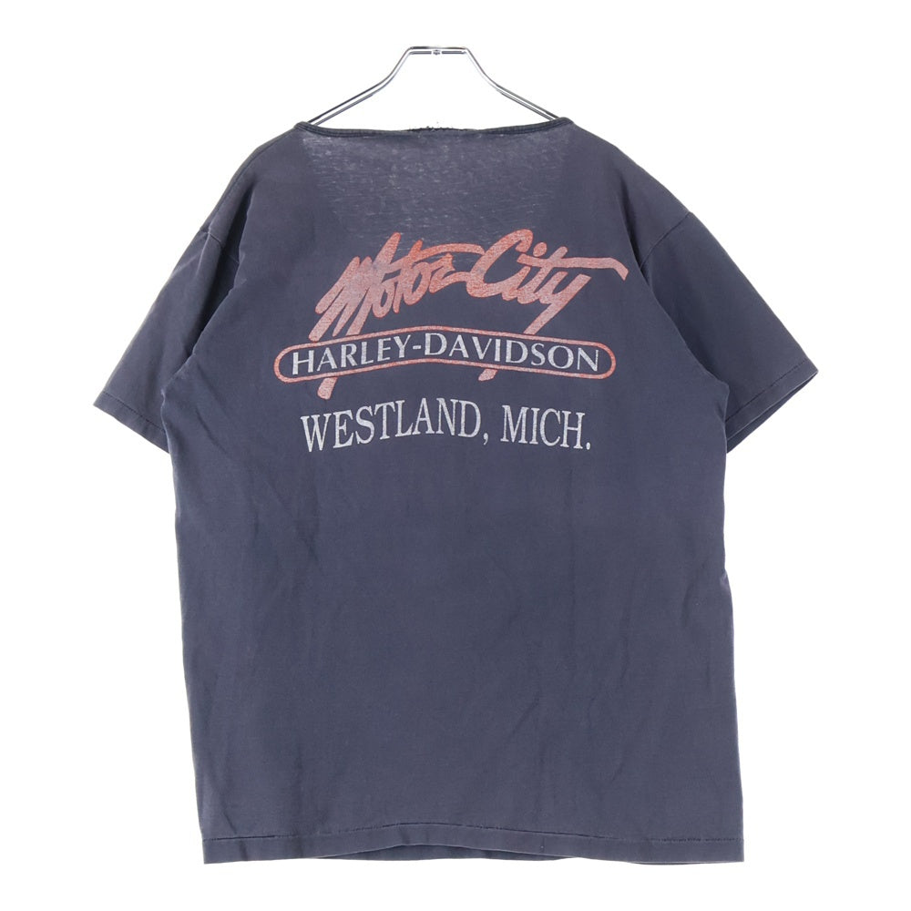 HARLEY DAVIDSON(ハーレーダビッドソン) 90S VINTAGE FEATHER GRAPHIC TEE ヴィンテージ フロントフェザーグラフィック Tシャツ 半袖クルーネックカットソー ブラック