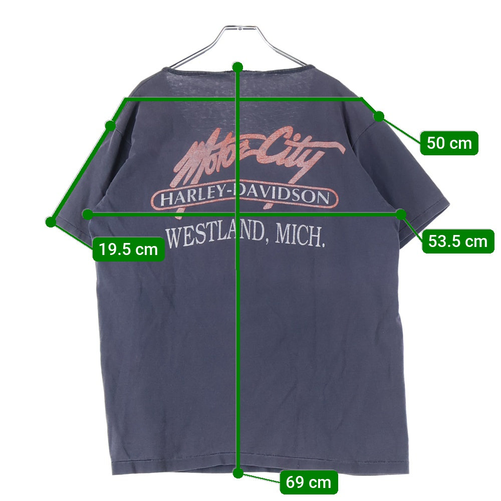 HARLEY DAVIDSON(ハーレーダビッドソン) 90S VINTAGE FEATHER GRAPHIC TEE ヴィンテージ フロントフェザーグラフィック Tシャツ 半袖クルーネックカットソー ブラック