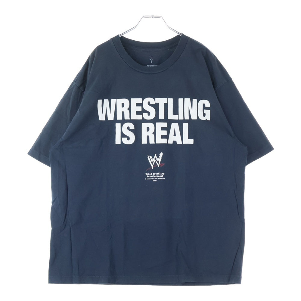 Cactus Jack(カクタスジャック) ×WWE WRESTLING IS REAL TEE レスリングイズリアル 両面プリントTシャツ 半袖クルーネックカットソー ブラック