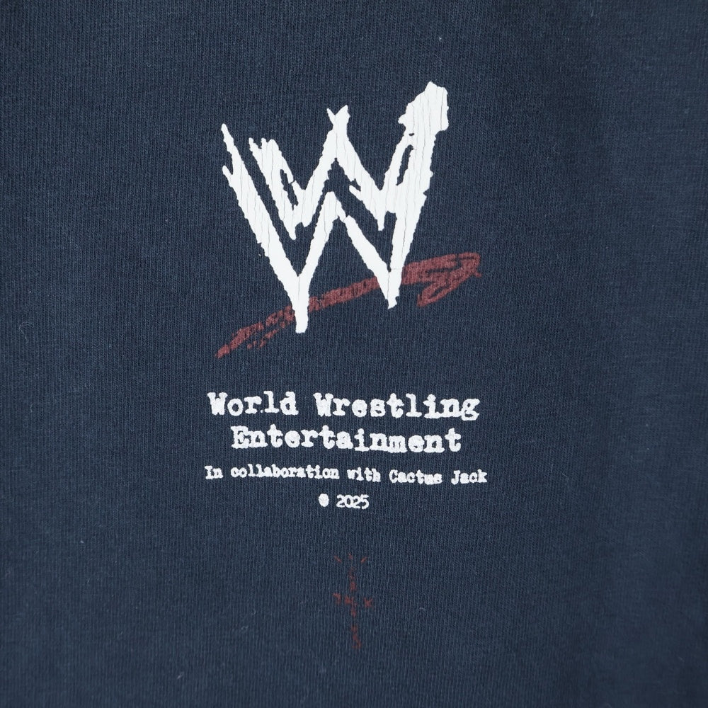 Cactus Jack(カクタスジャック) ×WWE WRESTLING IS REAL TEE レスリングイズリアル 両面プリントTシャツ 半袖クルーネックカットソー ブラック