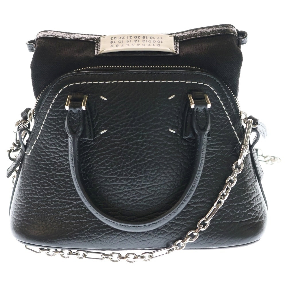 Maison Margiela 11(メゾンマルジェラ11) 5AC 2WAYバッグ ハンドバッグ チェーンショルダーバッグ ブラック レザー シルバー金具 S56WG0081