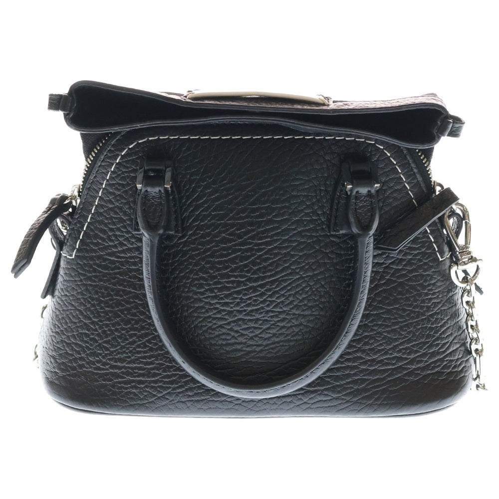 Maison Margiela 11(メゾンマルジェラ11) 5AC 2WAYバッグ ハンドバッグ チェーンショルダーバッグ ブラック レザー シルバー金具 S56WG0081