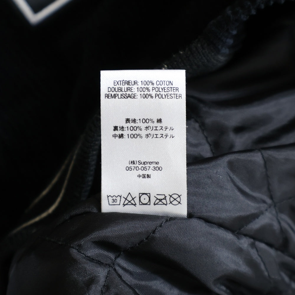 SUPREME(シュプリーム) 18SS Old English Corduroy Varsity Jacket オールド イングリッシュ ロゴ コーデュロイ バーシティジャケット スタジャン ブラック