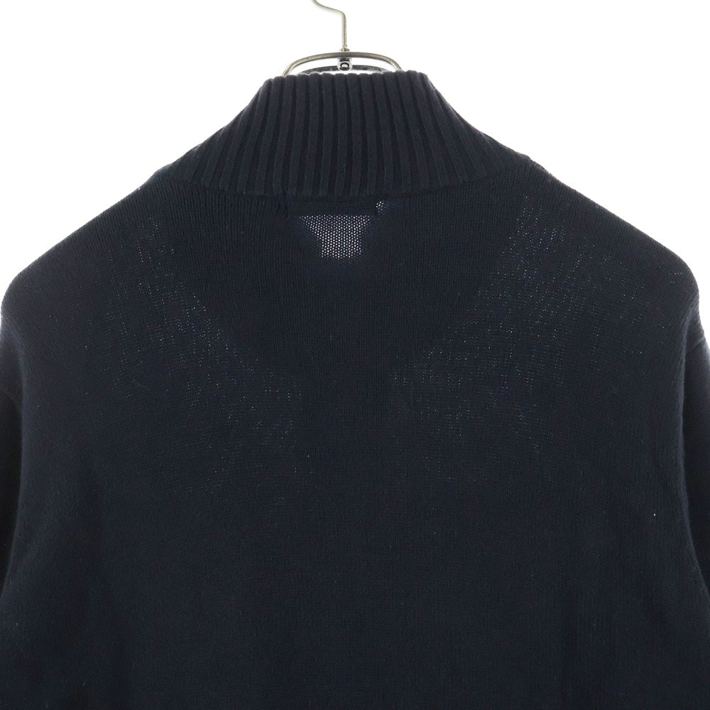 BURBERRY BLACK LABEL(バーバリー ブラックレーベル) ロゴエンブロイダリー ハイネック ジップアップ ニット セーター ブラック