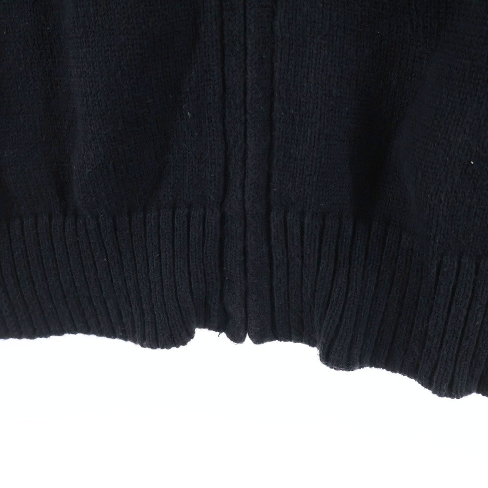 BURBERRY BLACK LABEL(バーバリー ブラックレーベル) ロゴエンブロイダリー ハイネック ジップアップ ニット セーター ブラック