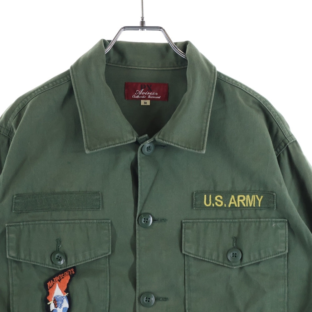 AVIREX(アヴィレックス) コットン ミリタリー 長袖 フィールドシャツ カーキ