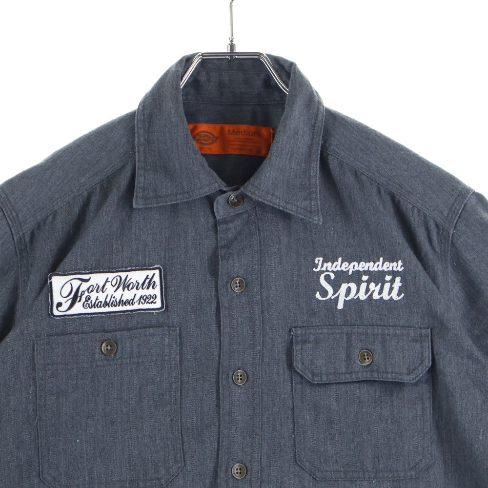 Dickies(ディッキーズ) フロントエンブロイダリー 半袖 ワークシャツ グレー