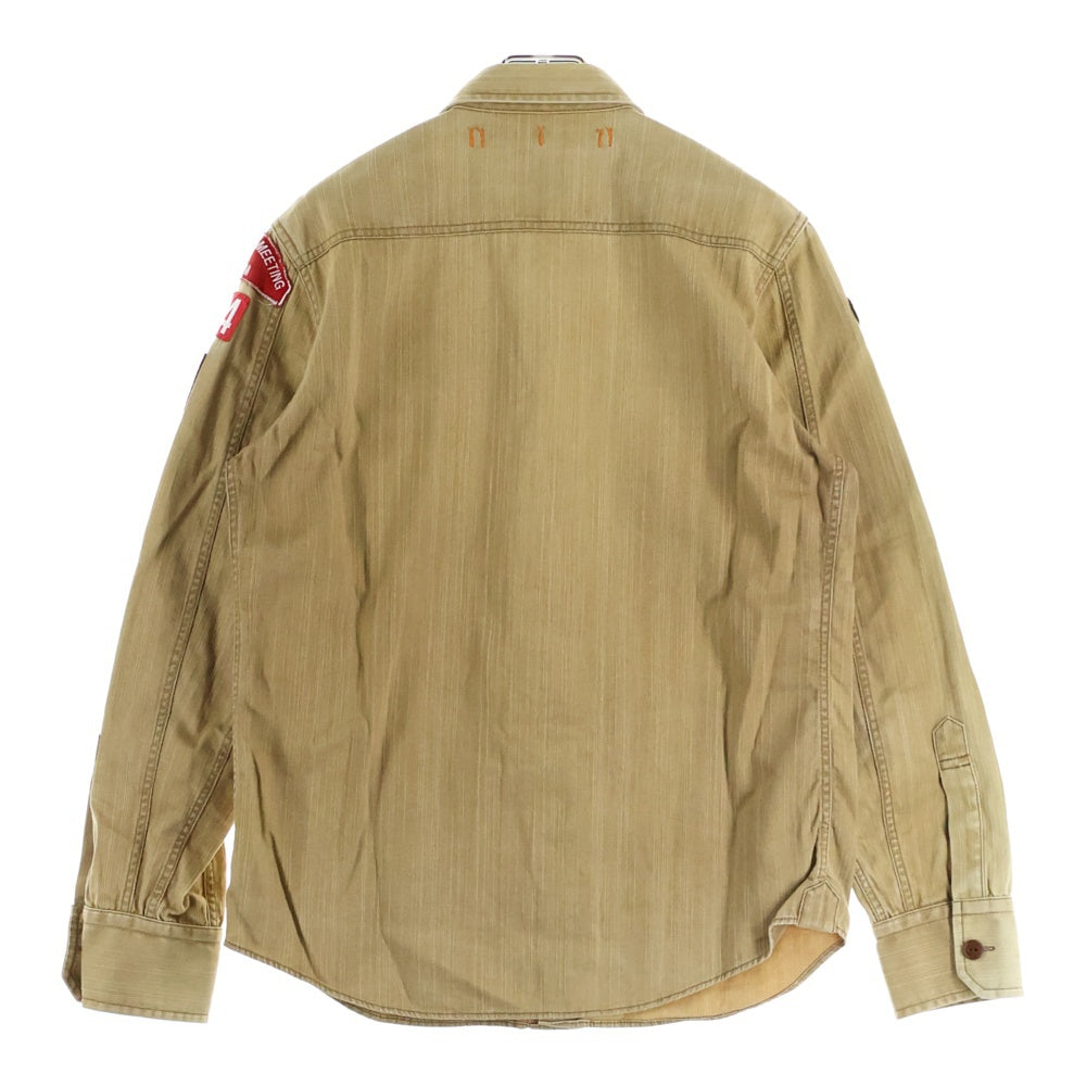 SURPLUS+PLUS(サープラスプラス) ワッペン ミリタリー シャツジャケット ブラウン