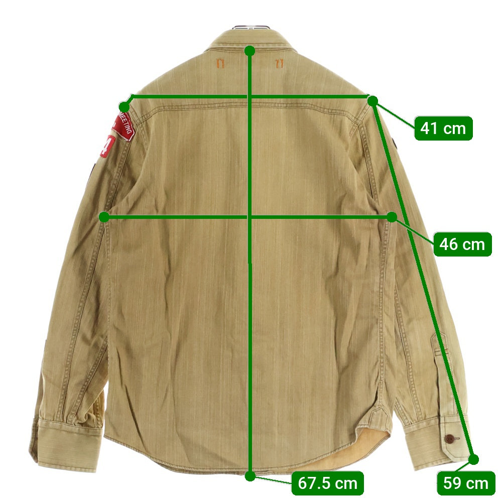 SURPLUS+PLUS(サープラスプラス) ワッペン ミリタリー シャツジャケット ブラウン