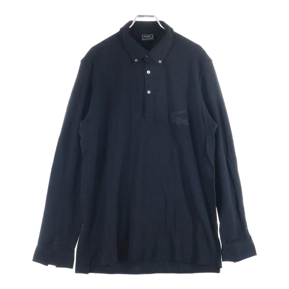 LACOSTE(ラコステ) リアルワニ刺繍 ボタンダウン ポロ長袖シャツ ブラック KH033C