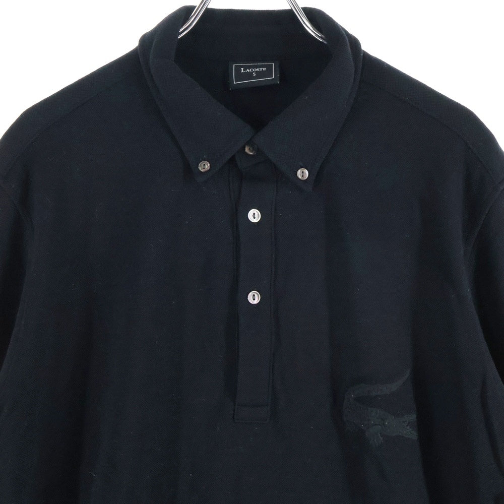 LACOSTE(ラコステ) リアルワニ刺繍 ボタンダウン ポロ長袖シャツ ブラック KH033C