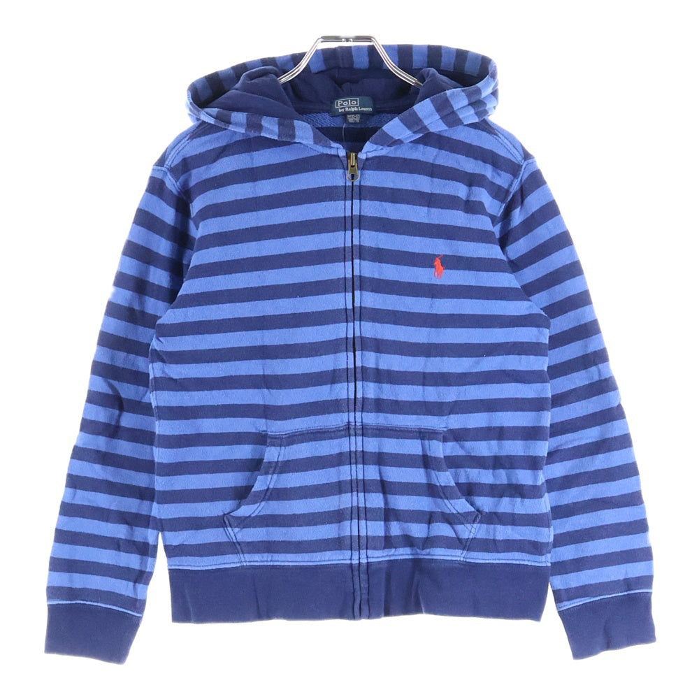 POLO RALPH LAUREN(ポロラルフローレン) スモールポニー刺繍 ボーダー スウェット ジップアップパーカー ブルー レディース