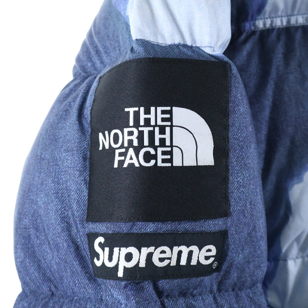 SUPREME(シュプリーム) 21AW Bleached Denim Print Nuptse Jacket ブリーチド デニムプリント ヌプシ ダウンジャケット インディゴ ND521001