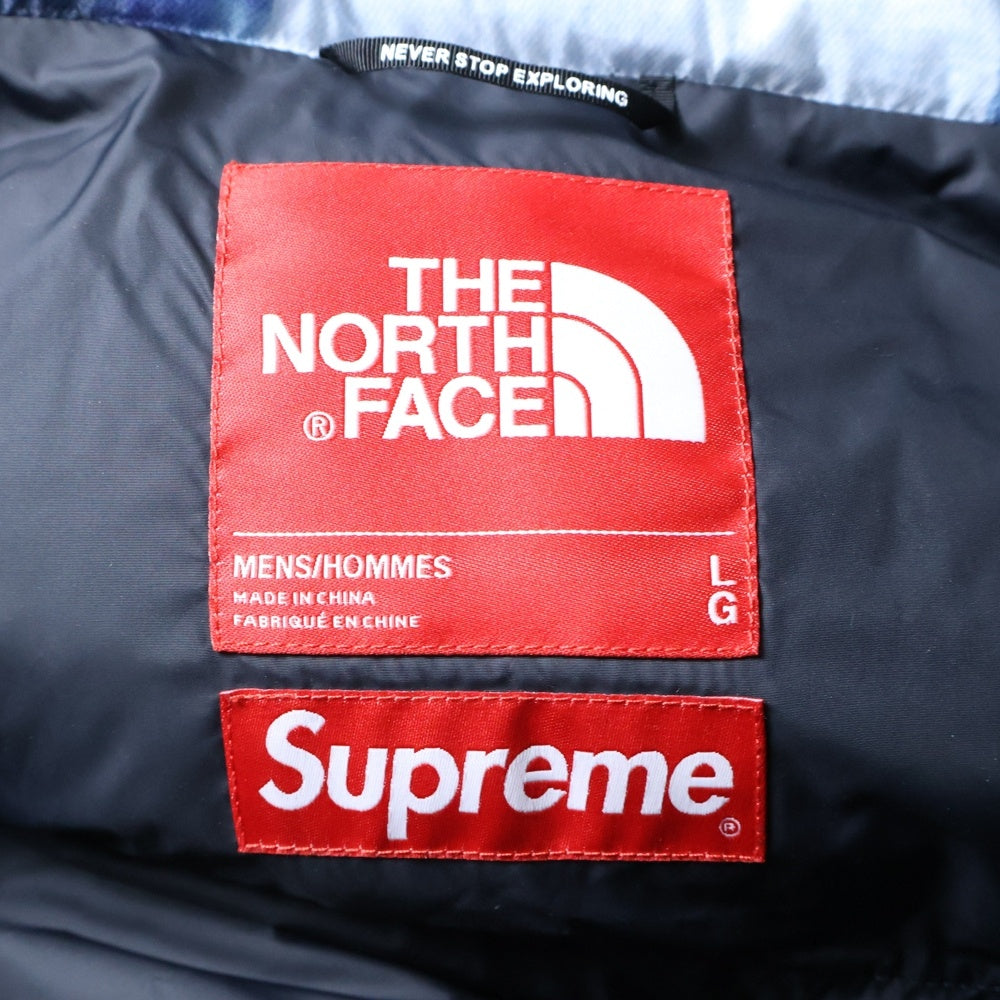 SUPREME(シュプリーム) 21AW Bleached Denim Print Nuptse Jacket ブリーチド デニムプリント ヌプシ ダウンジャケット インディゴ ND521001
