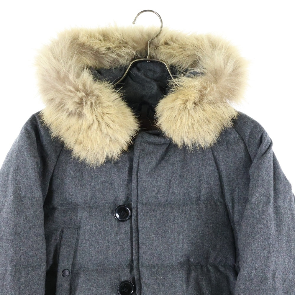 MONCLER(モンクレール) BULGARE ブルガリ ファーフーデッド ウール 中綿ジャケット グレー 69887