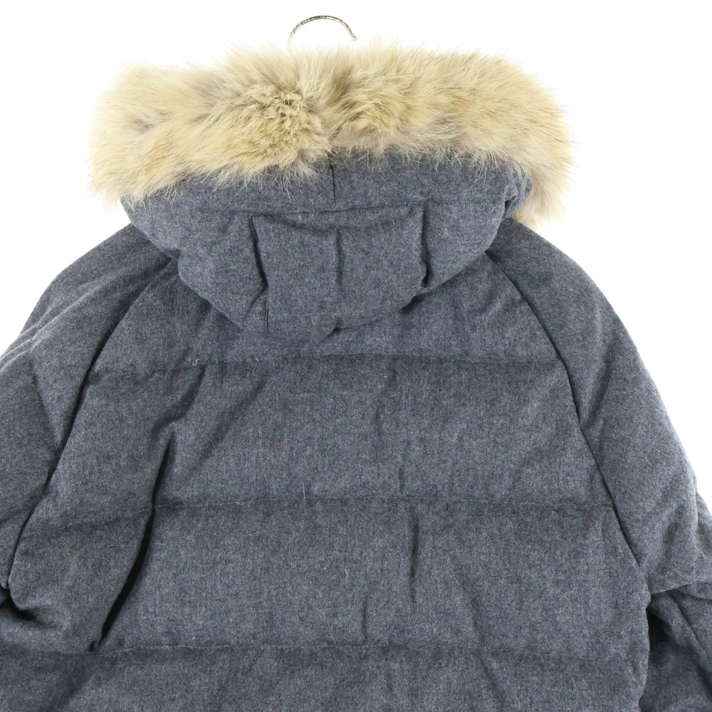 MONCLER(モンクレール) BULGARE ブルガリ ファーフーデッド ウール 中綿ジャケット グレー 69887