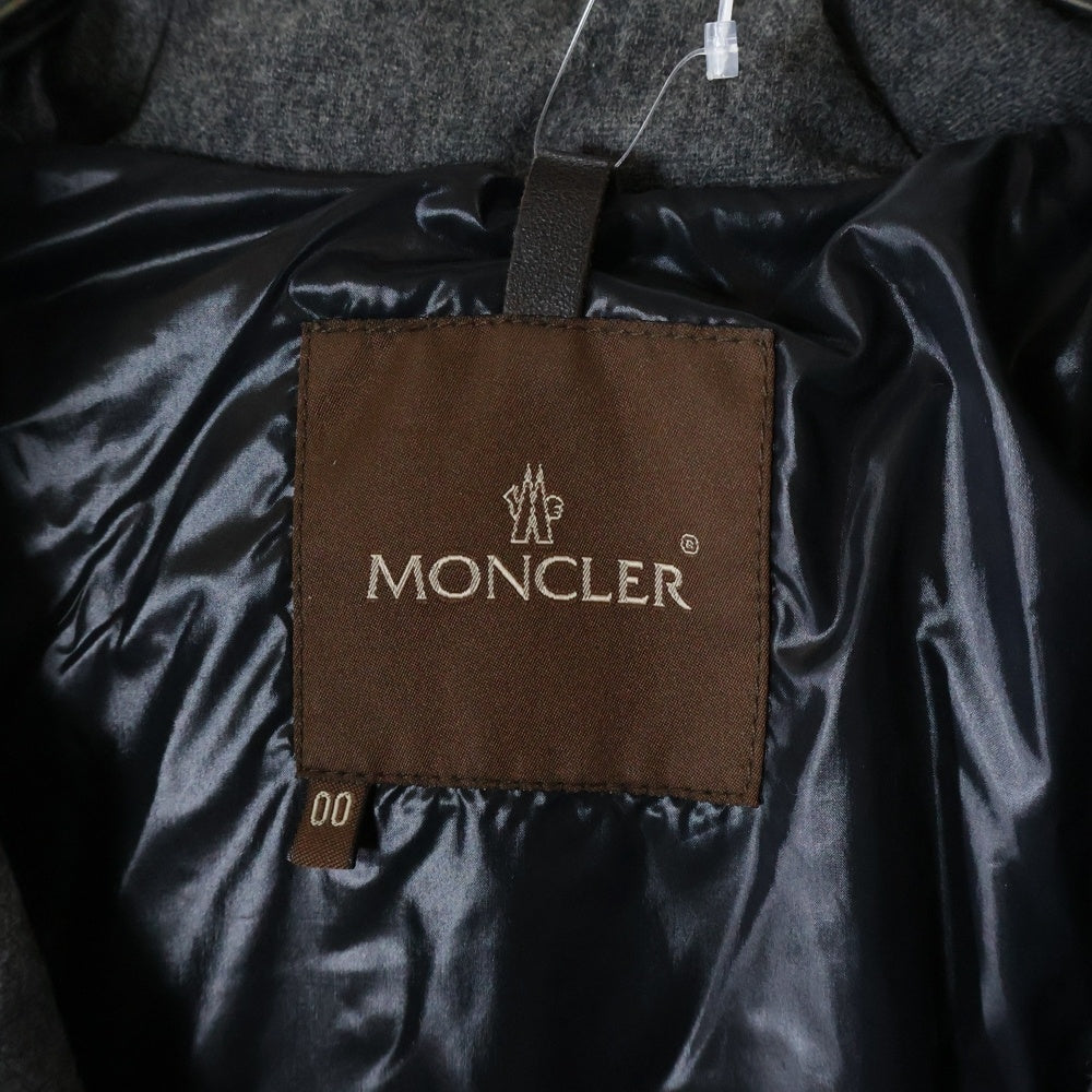 MONCLER(モンクレール) BULGARE ブルガリ ファーフーデッド ウール 中綿ジャケット グレー 69887