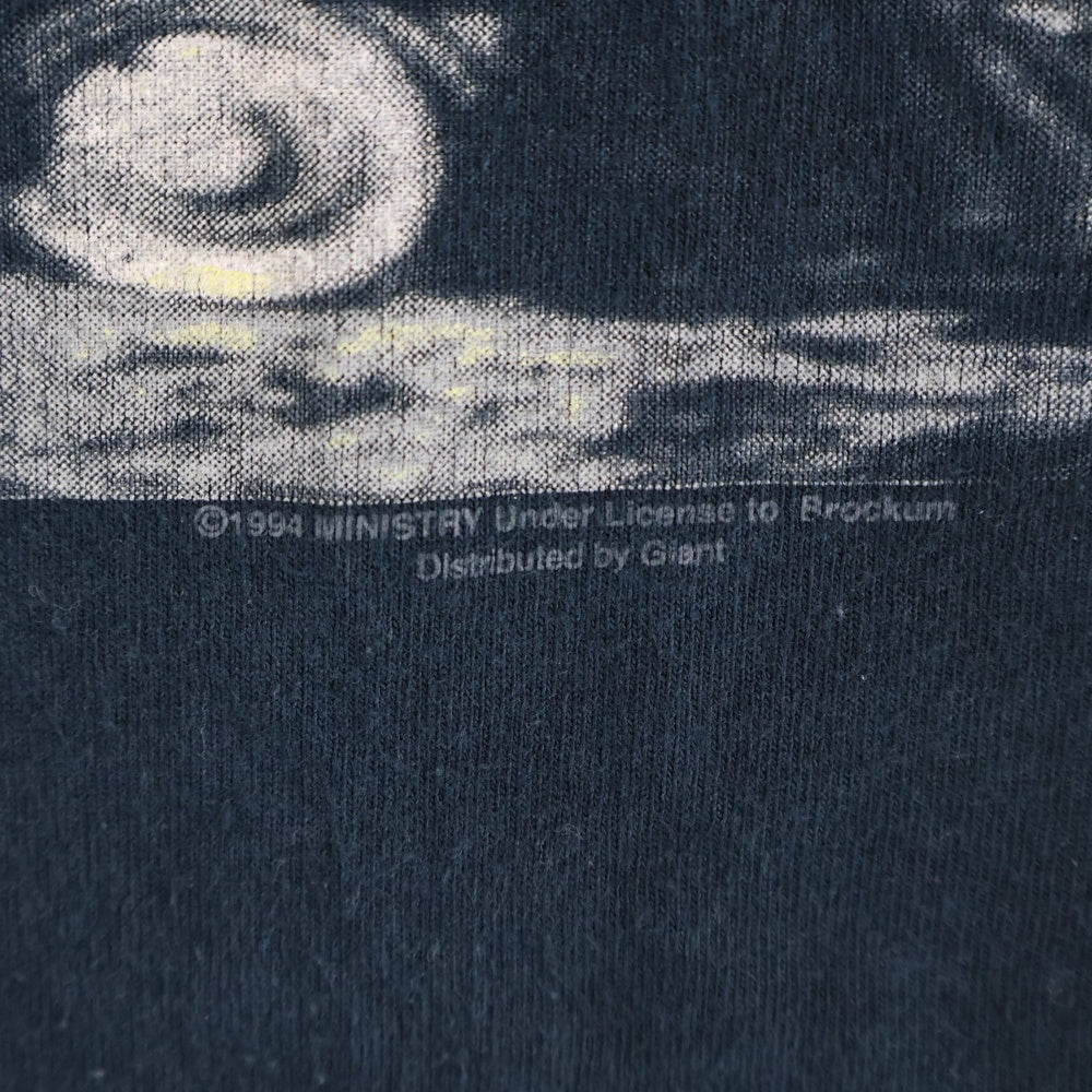 VINTAGE(ヴィンテージ) 90S MINISTRY CASEY'S LAST RIDE JUST ONE FIX T-SHIRT ケイシーズ ラスト ライド ジャスト ワン フィックス プリント クルーネック 半袖Tシャツ ブラック