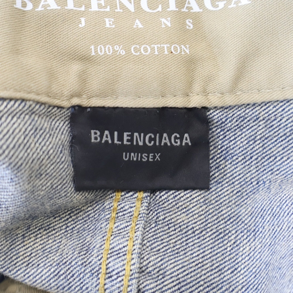 BALENCIAGA(バレンシアガ) 25SS Baggy Pants クラッシュ加工 ワイドデニム バギーパンツ インディゴ 824299 TSW71