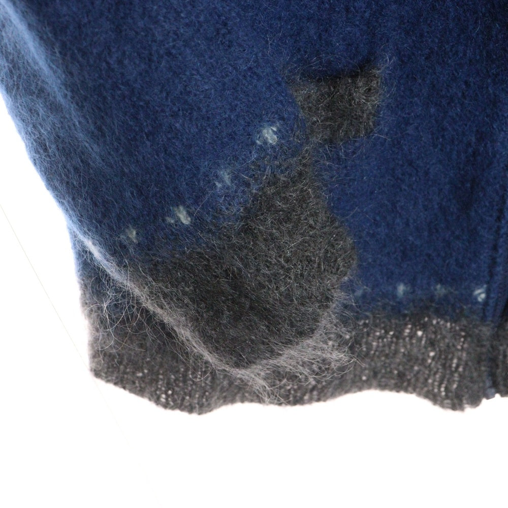 HYSTERIC GLAMOUR(ヒステリックグラマー) モヘア混 ノルディック柄 ジップアップ長袖ニット セーター ブルー 2ND-2255