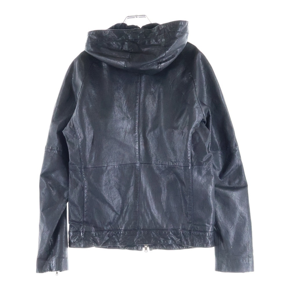UNITED ARROWS(ユナイテッドアローズ) ゴートレザー ジップアップ フーデッドジャケット ブラック 1125-199-4070