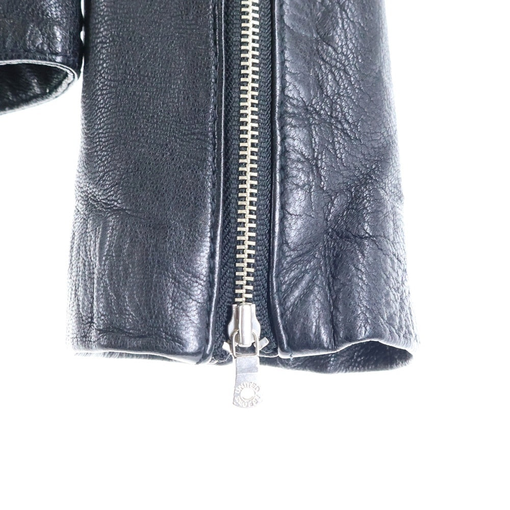 UNITED ARROWS(ユナイテッドアローズ) ゴートレザー ジップアップ フーデッドジャケット ブラック 1125-199-4070