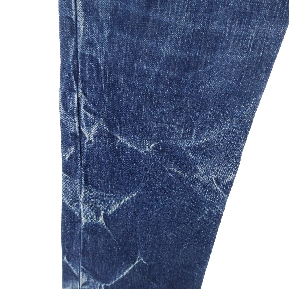 HYSTERIC GLAMOUR(ヒステリックグラマー) スタッズ装飾 ダメージ加工 ローライズ ボタンフライ デニムパンツ インディゴ 3AP-4343