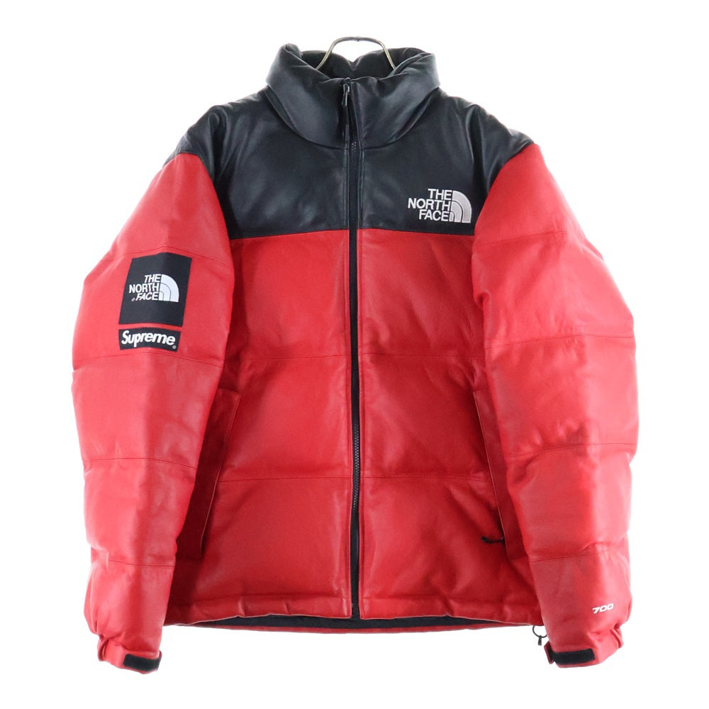 SUPREME(シュプリーム) 17AW ×THE NORTH FACE Leather Nuptse Jacket ザノースフェイス レザー ヌプシダウンジャケット レッド ND91702I
