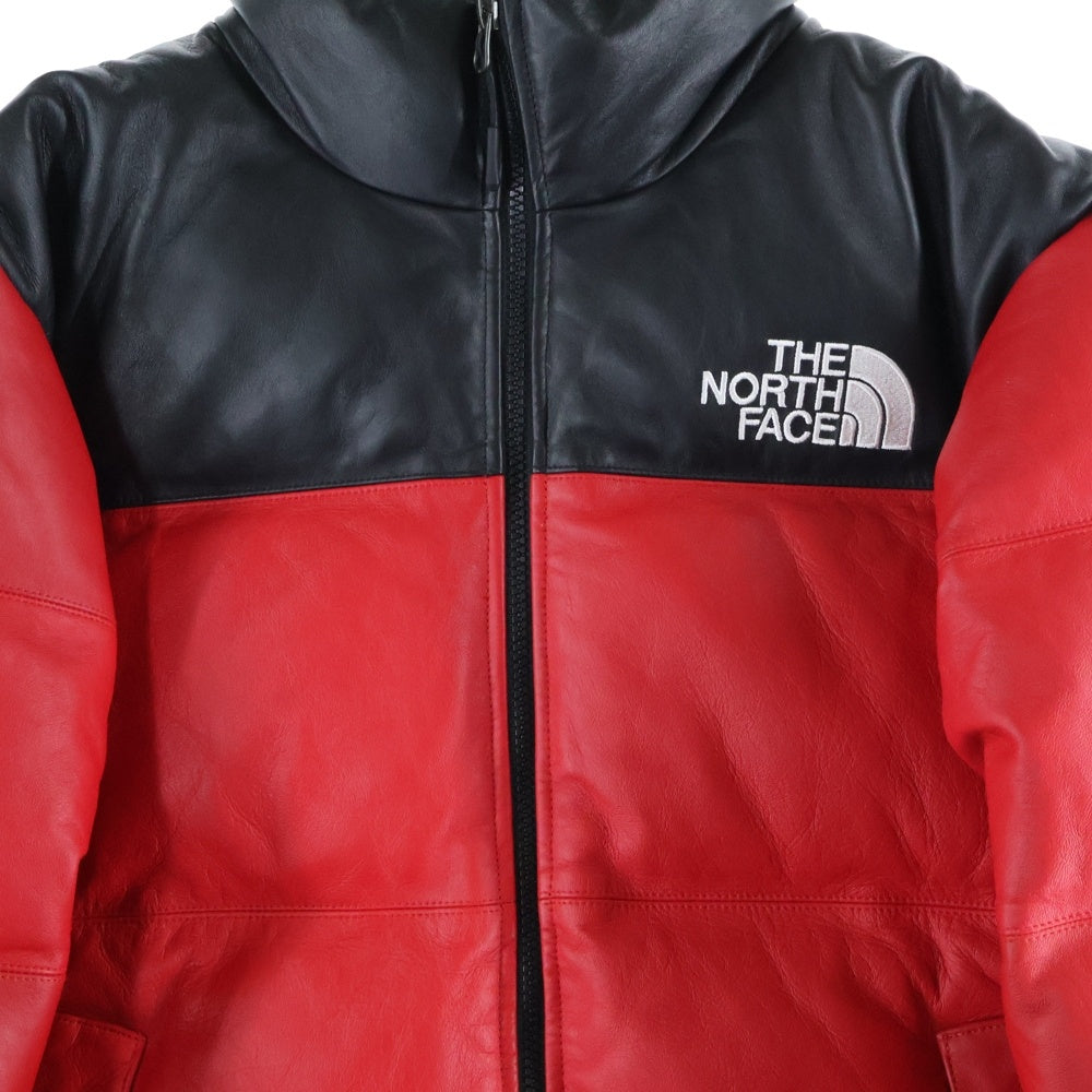 SUPREME(シュプリーム) 17AW ×THE NORTH FACE Leather Nuptse Jacket ザノースフェイス レザー ヌプシダウンジャケット レッド ND91702I