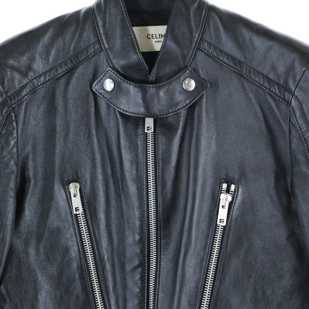 CELINE(セリーヌ) 19AW PADDED LEATHER RACER JACKET パテッド レザージャケット シングルライダース ブラック 2E188280D
