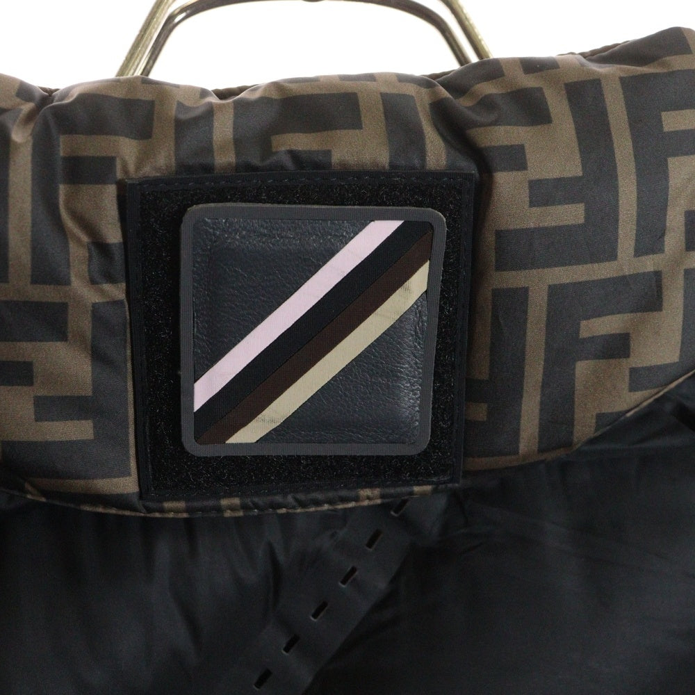 FENDI(フェンディ) ズッカ柄 リバーシブル ナイロン ジップアップダウンジャケット ブラック/ブラウン PR12-18-1415