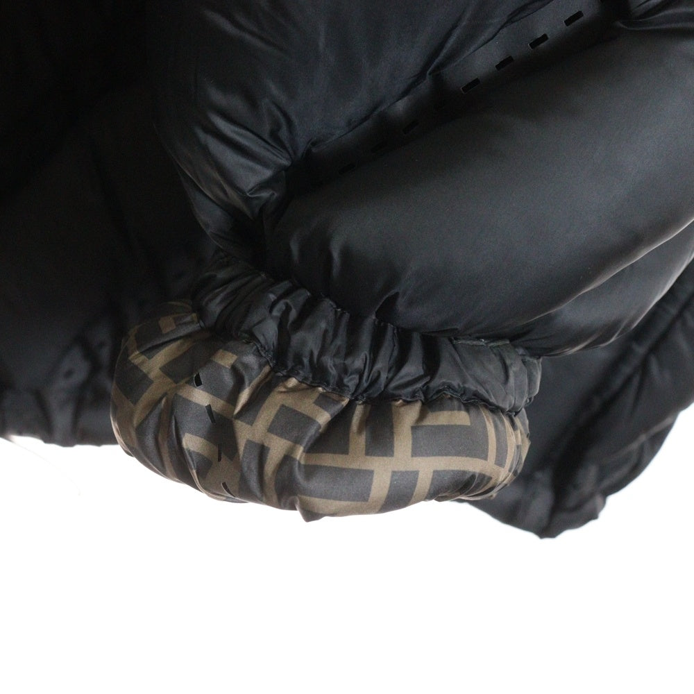 FENDI(フェンディ) ズッカ柄 リバーシブル ナイロン ジップアップダウンジャケット ブラック/ブラウン PR12-18-1415