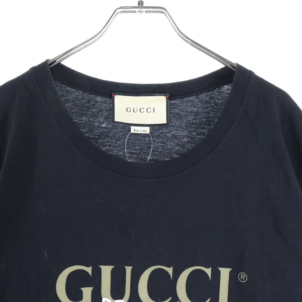 GUCCI(グッチ) Coco Capitan ココキャピタン ロゴプリントTシャツ 半袖カットソー ブラック 493117