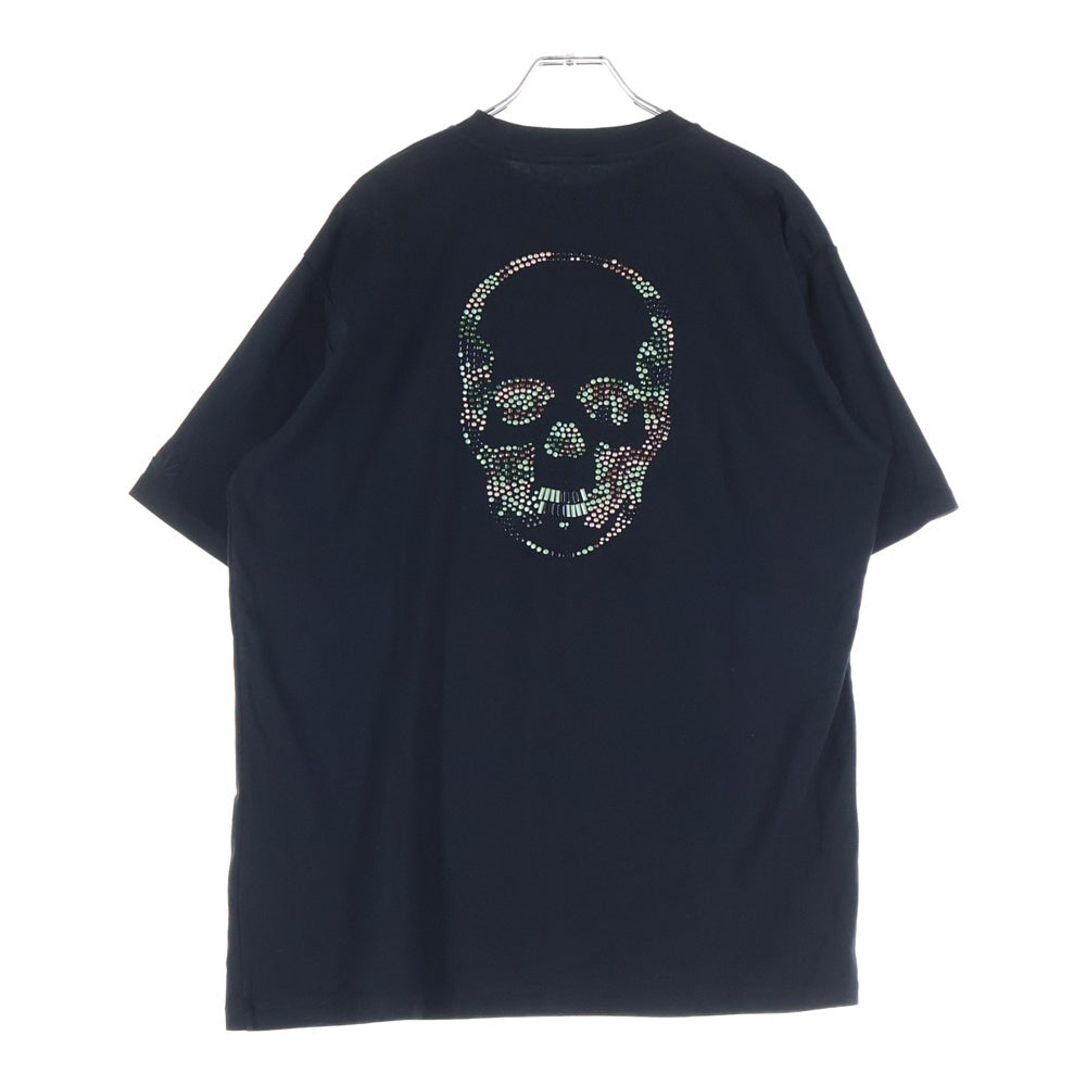 lucien pellat-finet(ルシアンペラフィネ) ラインストーン スカルスタッズ Tシャツ 半袖カットソー ブラック YMP-1239H