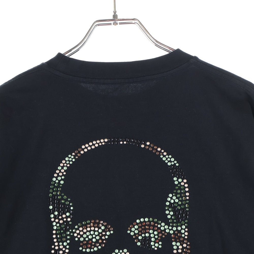 lucien pellat-finet(ルシアンペラフィネ) ラインストーン スカルスタッズ Tシャツ 半袖カットソー ブラック YMP-1239H