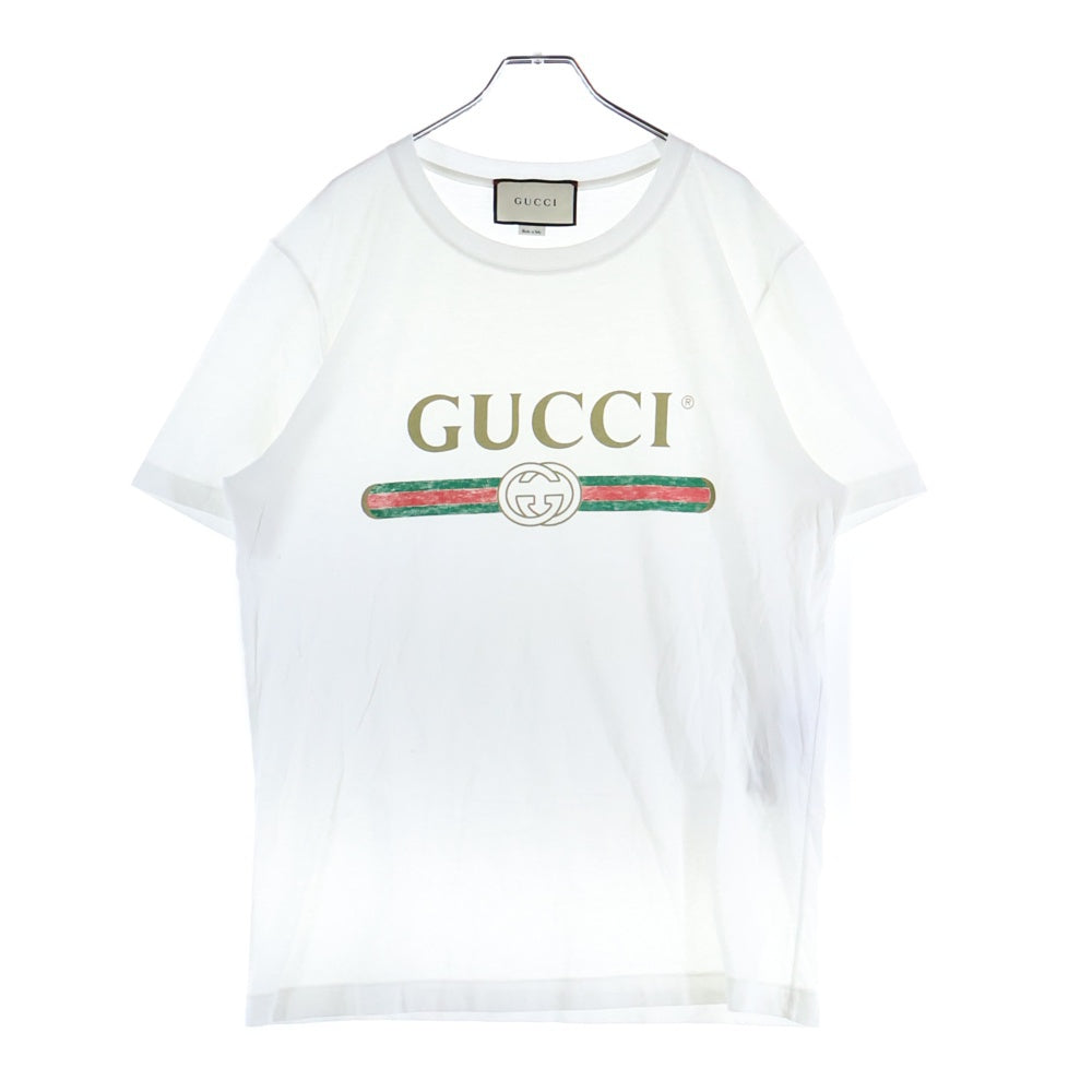 GUCCI(グッチ) ロゴ ウォッシュド オーバーサイズド 半袖Tシャツ カットソー ホワイト 440103