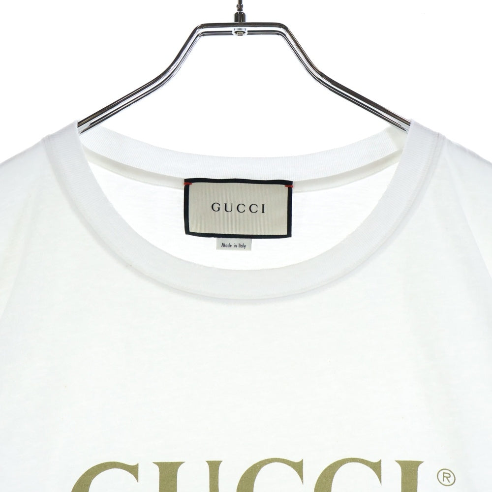GUCCI(グッチ) ロゴ ウォッシュド オーバーサイズド 半袖Tシャツ カットソー ホワイト 440103
