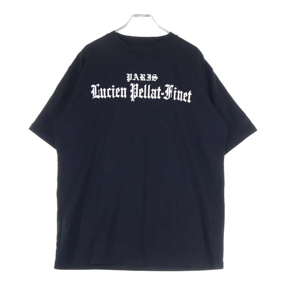 lucien pellat-finet(ルシアンペラフィネ) ロゴプリント バックスカルスタッズ Tシャツ 半袖カットソー ブラック YMP-1303H