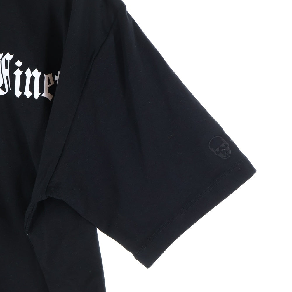 lucien pellat-finet(ルシアンペラフィネ) ロゴプリント バックスカルスタッズ Tシャツ 半袖カットソー ブラック YMP-1303H